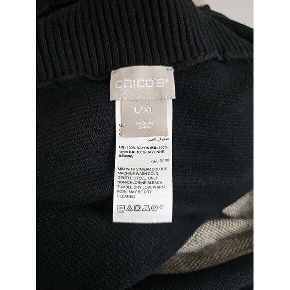 Chico's ~Woman L/XL~ Black Poncho Asymmetric Top Lagenlook Artsy Boho Turtleneck - Picture 4 of 16